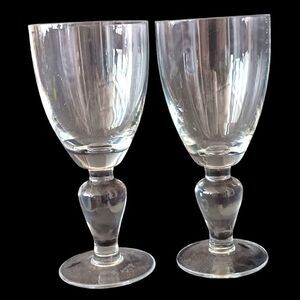2 Vintage Crystal Water Goblets Elegant Mid-Century 7.5" x 3.5"